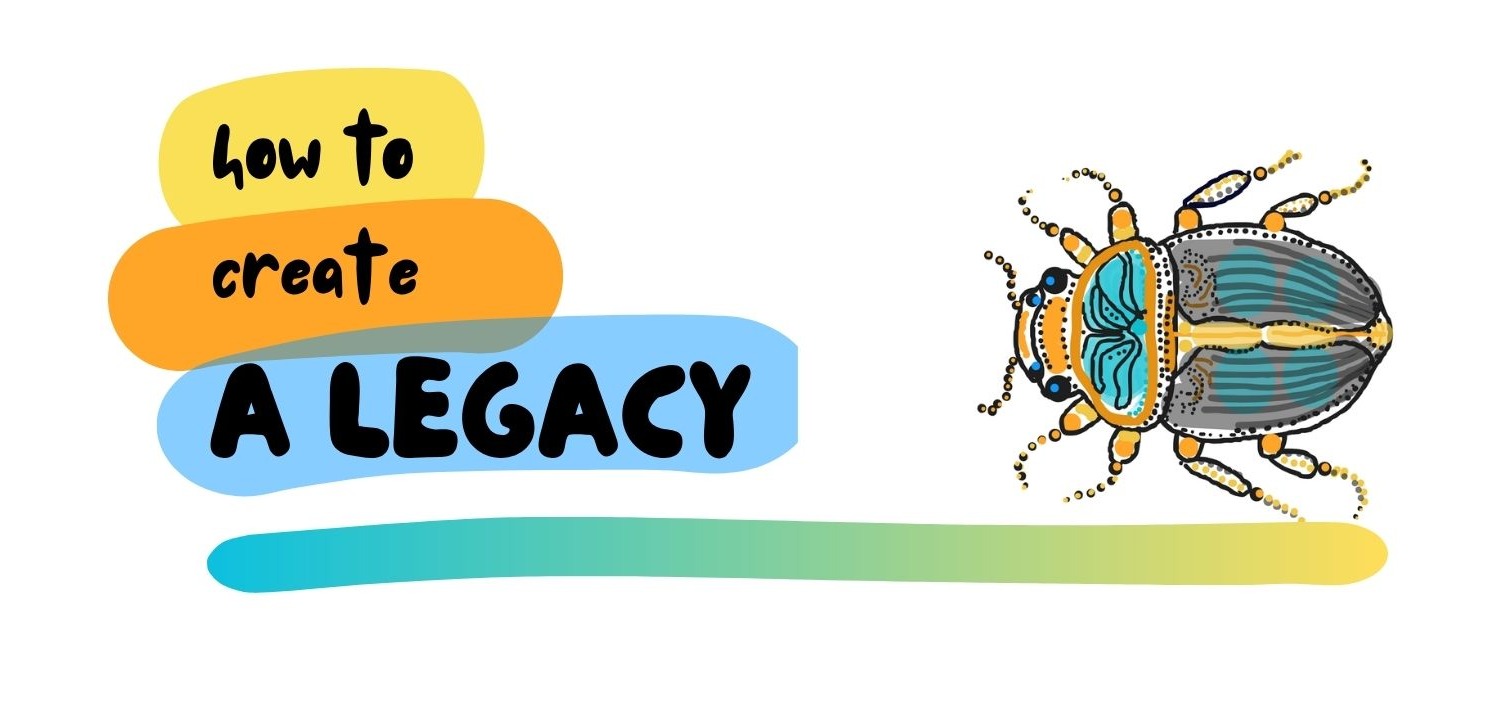 how to create a LEGACY, hand-lettered beside a scarab beetle